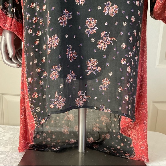 Free People Boho Blouse Size Small Floral Balloon Sleeve W Black Camisole Set - Picture 5 of 13